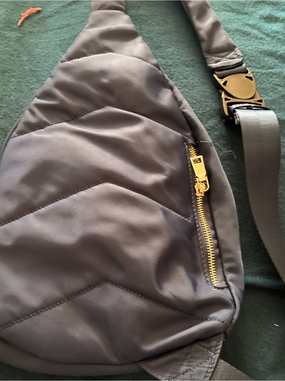 MMS Design Studio Quilted Shoulder Sling Bag - Black with Gold Hardware